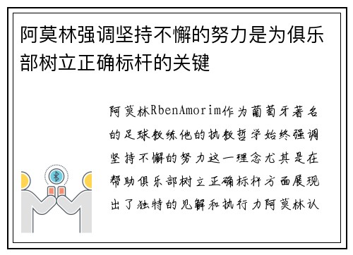 阿莫林强调坚持不懈的努力是为俱乐部树立正确标杆的关键